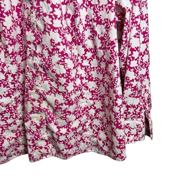 Talbots women’s long sleeve Floral Button-Up collared shirt Pink Size 2X - Picture 6 of 11